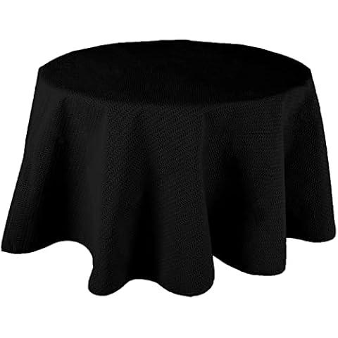 WEICHSCHAUM Tischdecke Outdoor WETTERFEST Garten Gartentischdecke EINFASSBAND (Schwarz, ca. 140 cm Rund) Cover