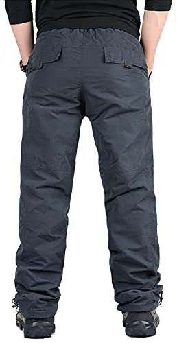 EXEKE Men's Fleece Lined Hiking Pants Windproof Insulated Snow Pants Winter Work Cargo Pants3
