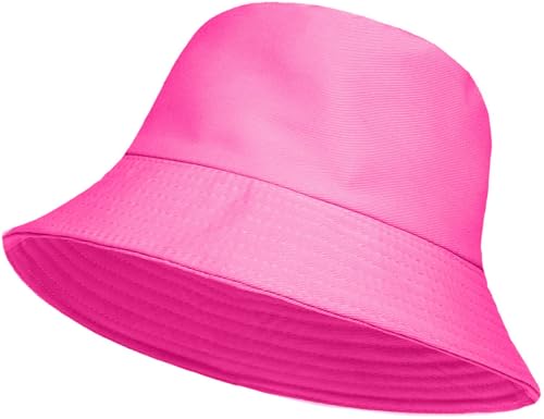 HAJRA® Unisex Cotton Bucket Hat, Summer Sun Hat Plain, Ideal for, Hunting,Hiking, Camping, Fishing, Holidays. Bucket Hat Design Fits All Men, Women 56-58cm (UK, Alpha, One Size, Pink)