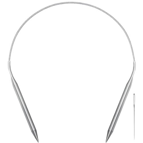 Aolfior Stainless Steel Circular Knitting Needles Size 10 16 Inch 6 mm Set Round Metal (Silver 16 inch-10-(6.0mm)) Suitable for Beginners and Experienced Knitters Alike.