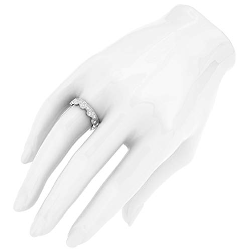 Sterling Silver Vintage Milgrain Eternity Band Simulated Diamond or Genuine Moissanite Ring Crown Wedding Band4