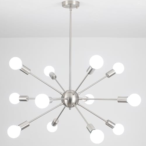 Luminária de lustre moderno, lustre Sputnik de níquel escovado de...