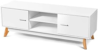 CASART TV Console Table, 3-Tier Wooden Entertainment Center with Wire Management Holes, Modern Media TV Cabinet for Living Room Bedroom Office