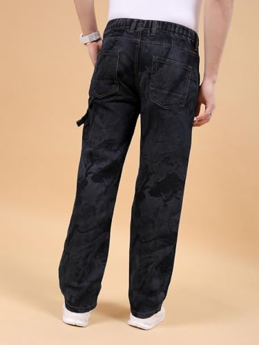 Image of The Indian Garage Co Men Baggy Solid Mid-Rise Stretchable Jeans