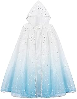 Princess Hooded Cape Princess Cloak Gradient Sparkling Sequins Cape Princess Fancy Dress Accessories Princess Dress Up for Halloween Christmas Costume Carnival Birthday Party Cosplay Girls Gift