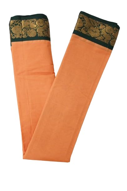 Image of Indian Traditional pure cotton Gadwall Saree for Women, Light pink Colour and green Border
