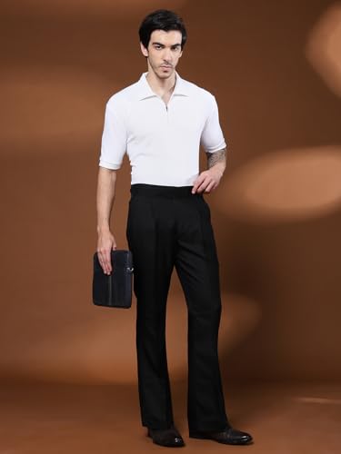 Image of Gurkha Pants for Men | Trouser for Men | Formal Pant | Classic Button | Bell Button High Waist Pleated Casual Trousers | Flared Leg Pants for Office Smart Casual Travel Party