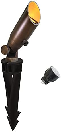 COLOER Mini Size Die-cast Brass Landscape SpotLights Outdoor, 2.5W 12Volt AC/DC Low LED Voltage Spot Light, IP65 Waterproof Light Houses Decorations for Yard, Bronze,2700K Warm White(104B)