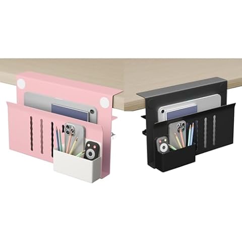 Desk Side Storage Desk Organizer, No Drill Hanging Desk Organizer Under Desk Storage Mount Cover