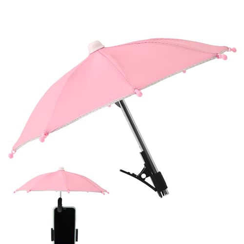 YENOVO Universal Phone Umbrella with Adjustable Clip Base, UPF 50+ Sunshade Cell Phone Cover for Outdoor Use, Anti-Glare & Heat-Resistant Mini Sun Shield for All Smartphones