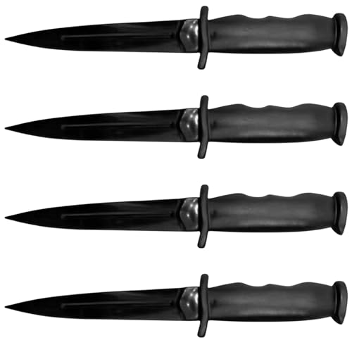 WEGREAT 4 Stück Rubber Training Knife: Fake Messer für Kampfkunst Training, Kampfsport Gummi Trainingsmesser, Trainingswaffen Gefälschte Gummimesser, Scream Messer Schwarz