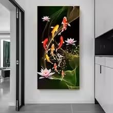 Tableau sur toile carpe koï pour une ambiance feng shui au bureau 40x80