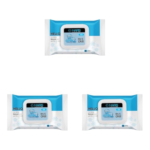 Image of MARS Refreshing Wet Wipes for Face| Facial Cleansing | Refreshing & Skin Hydration| Soothing for skin | pH Balance & Alcohol Free | Nourishing with Fruit extract | 25 Wipes (Ice) (Pack of 3)