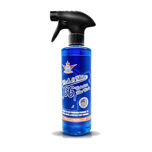 Motorcycle Cleaner Wash&Shine 66 | WATERLESS BIke Wash with Ultra Shine Finish | Powerful Motorcycle Detailing Spray for All Surfaces | Bike Cleaner by Shinykings California | 16.9 fl.oz