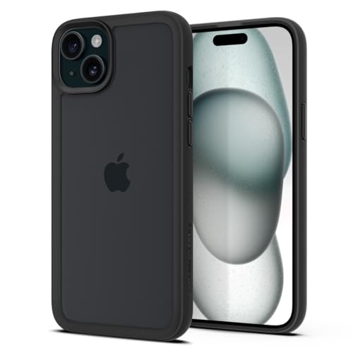 Spigen Essential Sand Crystal Back Cover Case Compatible with iPhone 15 (TPU + Poly Carbonate | Matte Black)- Best and cheap mobile covers in India