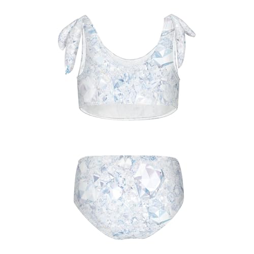 Silver Glitter Pattern Shiny Sparkles Girl Two Piece Kids Bikini Set Scoop Neck Swimsuits Swimming Suits Cute Shoulder2