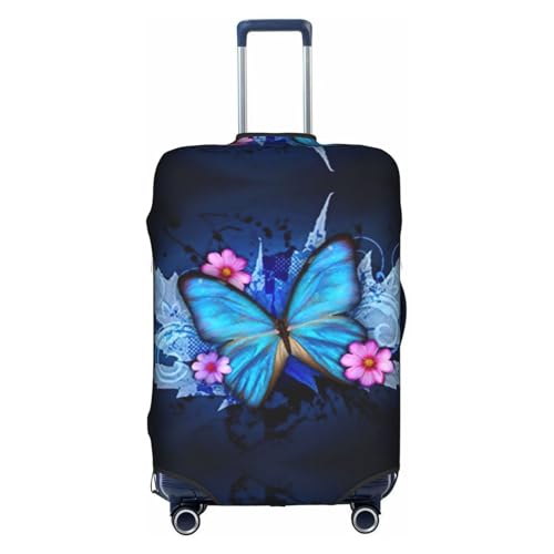 Housse de bagage extensible imprimé papillon blanc pliable M