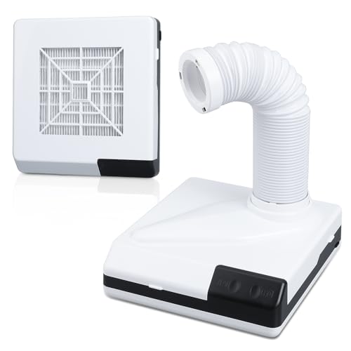 LVCHEN Dental Polishing Dust Collector, 60W Vacuum Dust Suction with Fan and LED Dual Function Telescopic Tube Retractable Elbow Design for Dental Lab