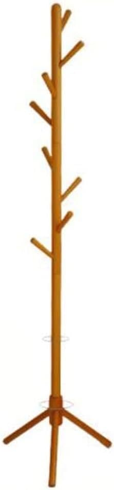 Porte-manteau indépendant en bois naturel à 8 crochets en forme d'arbre pour vêtements