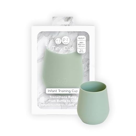 ezpz Tiny Cup (Sage) - 4 months+ - 100% Silicone Training Cup for Infants - Designed by a Pediatric Feeding Specialist - Baby-Led Weaning Essentials & Baby Gifts