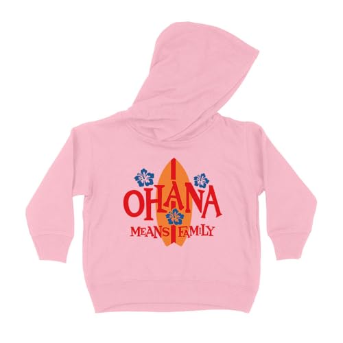 Surfboard Ohana Means Family Kids Hoodie Sweatshirt Toddler 2T Light Pink