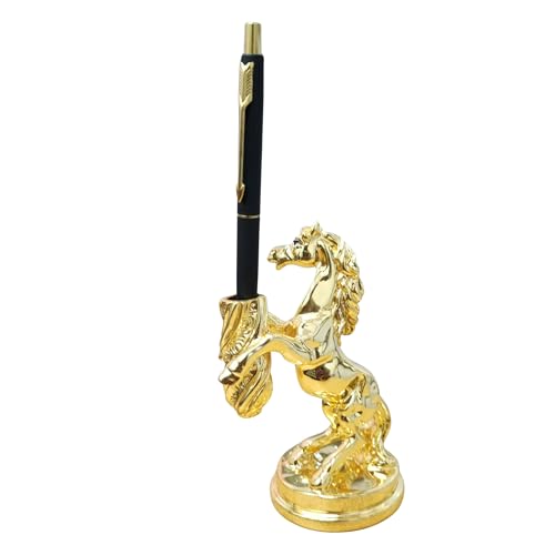 Image of ARNAVIRA 24 Gold Plated Horse Pen Holder | Paperweight For office Table Desk, Table Top Pen Stand (Pen Not Included) (Horse Pen Holder)