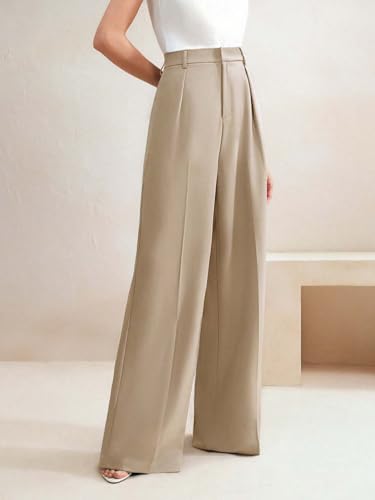 Image of KOTTY Trendy Beige High Rise Formal Straight Trousers for Women's Wardrobe Essential