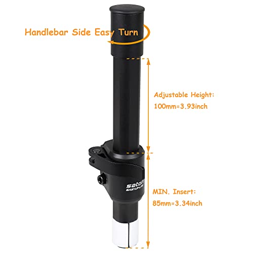 Satori Easyup Lite Adjustable Bike Bicycle Handlebar Extender - Mtb Fork Stem Height Riser Extension 1-1/8" X 110-210Mm X 100Mm - Tool-Free Handlebar Side Folding For Storage #TOP1