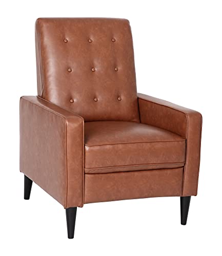 Flash Furniture Ezra Ezra Pushback Recliner - Mid-Century Modern Cognac Brown Leathersoft Upholstery - Button Tufted Back - Residential & Commercial Use #TOP7