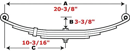 1020 Double Eye 3 Leaf Spring for 2,000 lb Trailer Axles - 20-3/8
