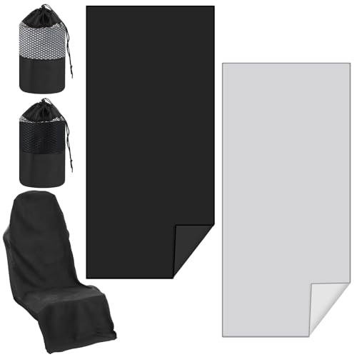 Image of Hahafelt 2 Pack Car Seat Towel Cover with Storage Bag, Black,Gray