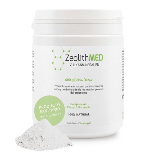 Zeolita MED Polvo Detox 400 g, Dispositivo Médico para Desintoxicación, Calidad Farmacéutica, Minerales Volcánicos Naturales