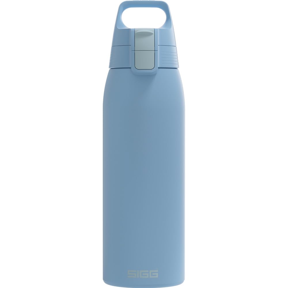 Sigg - Stainless Steel Water Bottle - Shield ONE Water Blue - Suitable for Carbonated Drinks - Leak-Proof - Feather-Light - BPA-Free - Outdoor & Fitness - Blue - 1L