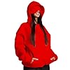 Autumn Clothing,Zip Hoodies for Women UK,Women's Oversized Hoodies with Eye Mask Built in Comfort Airplane Mode Travel Hoodie Ladies Fleece Hooded Long Sleeve Sweatshirt Casual Autumn Tops,2-Red 3XL #1
