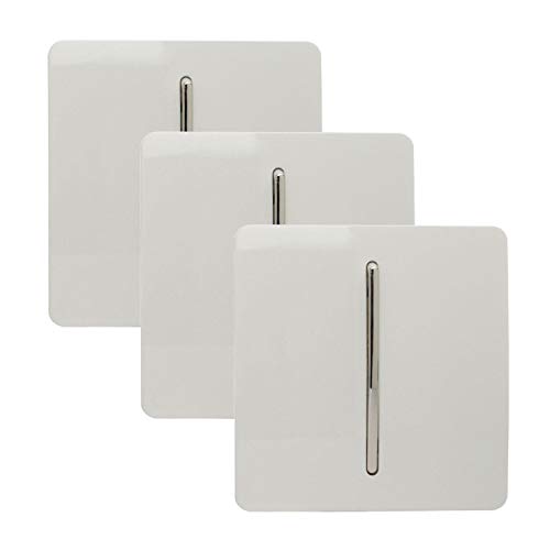 Trendi 1 Gang 2 Way 10 Amp Rocker Chrome Light Switch in Glossy White (3 Pack)