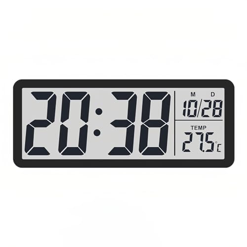 Visualizzazione della data e dell'ora: questo orologio da parete LCD può visualizzare temperatura, ora e data. Quando ti svegli al mattino, puoi controllare la temperatura attuale per prevedere la temperatura del giorno e aiutarti a scegliere i vestiti giusti per uscire.