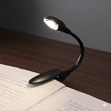 Luminária Led de Leitura para Livro com Clipe Flexível Recarregável Usb Portátil Luz Ajustável para Estudo Noturno Proteção Olhos Uso em Mesa Cabeceira Notebook Kindle Compacta Leve Preto