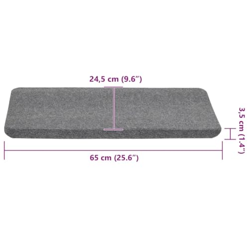 Alfombrillas para escalones de fieltro punzonado gris y fijación autoadhesiva 3