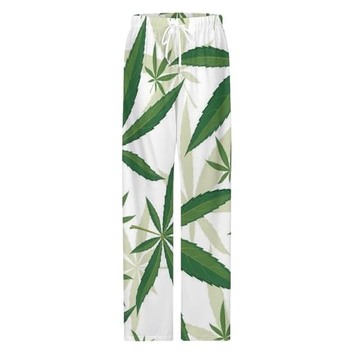 Pajama Pants for Man Woman Trendy Couple Home PJ Pants Sleepwears Prensents Weed Pot Leaves4