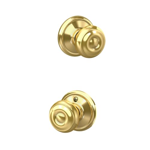 Schlage Georgian Hall/Closet Passage Door Knob, Bright Brass - image 1
