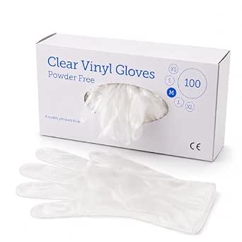 1ABOVE 100 Clear Vinyl Gloves Medium Latex-Free Powder-Free | Latex-free clear vinyl gloves, ideal for food handling except fatty foods, cleaning, safety tasks and everyday use. - View 2