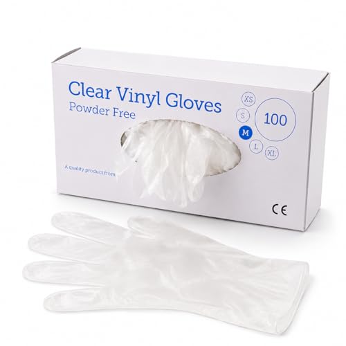 1ABOVE 100 Clear Vinyl Disposable Gloves Medium Powder Free