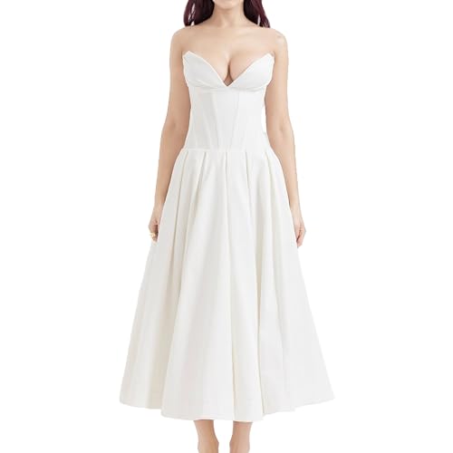 Robe longue sans manches col en V froncé style cocktail et robe de bal chic beige