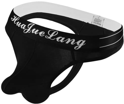 Faringoto Calzoncillos para hombre Low Rise Briefs G-string Thong Ropa interior de color sólido Tanga de los hombres Ropa interior masculina, Negro, M Cover