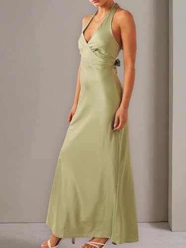 Women's Sleeveless V Neck Solid Color Maxi Dress for Work and Everyday Outfits2