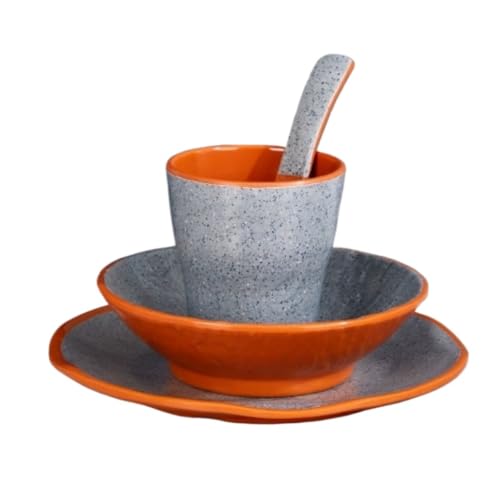 Fiozwea メラミン皿 寿司皿 バーベキュー食器 鍋 業務用 割れにくい 食器洗い機対応 滑り止め レトロ和風 和モダン (4点セット,C)