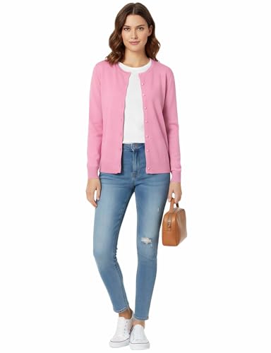 Image of Allsense Women's Long-Sleeve Crewneck Cardigan | Classic Button Down Sweater, Soft Fine Knit, Lightweight