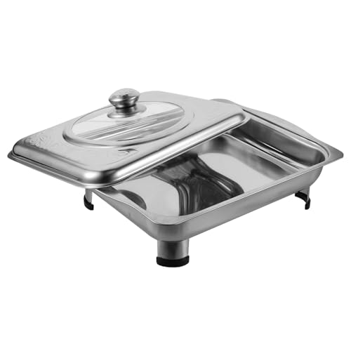 Plateau de service acier inoxydable OUNONA couvercle transparent buffet rectangulaire