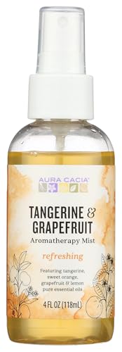Aura Cacia Aromatherapy Mist, Tangerine and Grapefruit - Uplifting Body and Room Spray with Pure Essential Oils | 4 Fl Oz (Pack of 1)