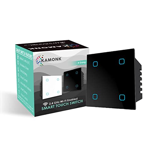 Kamonk Smart Touch Switch 4 Gang, Wi-Fi Enabled, No Addition...